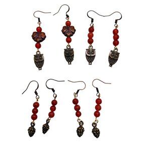 Carnelian earrings autumn harvest owl orange